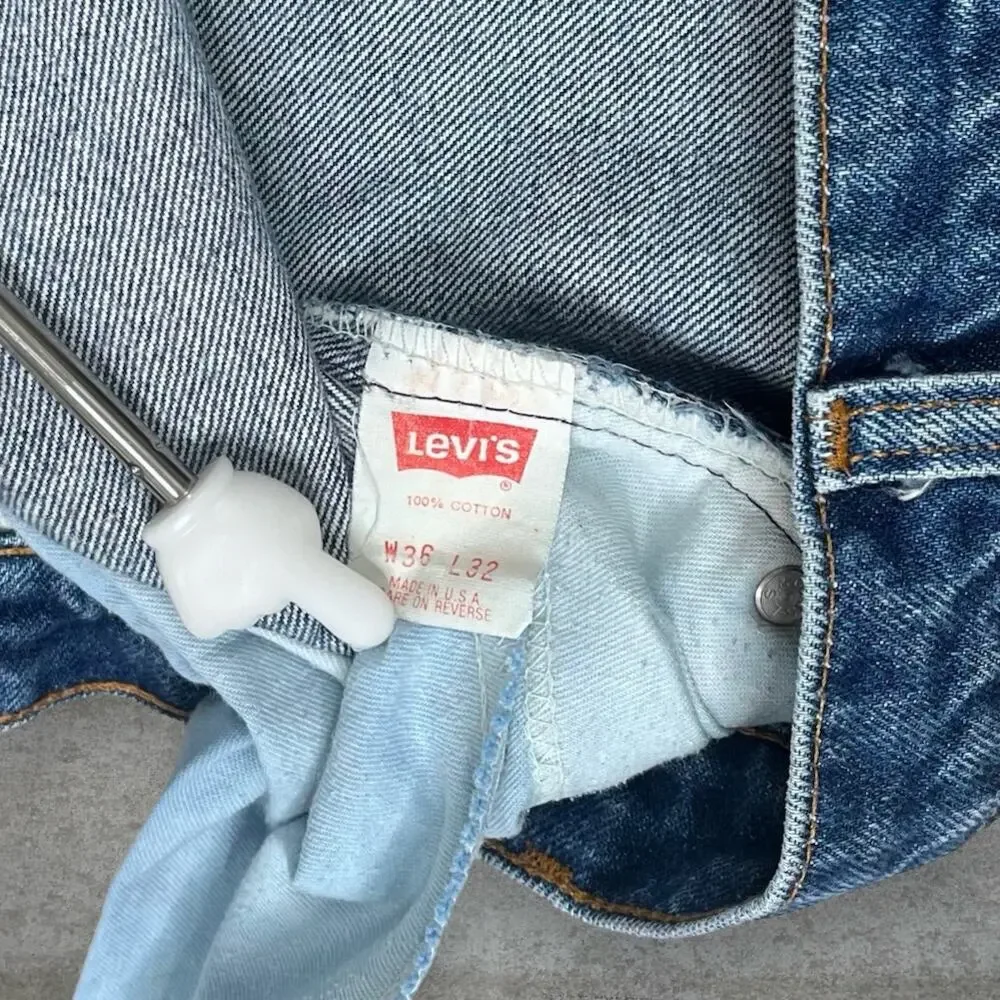 Vintage 80s Orange Tab Levis 505 Jeans 36x32 Regular Straight Leg Medium Wash - Picture 5 of 6